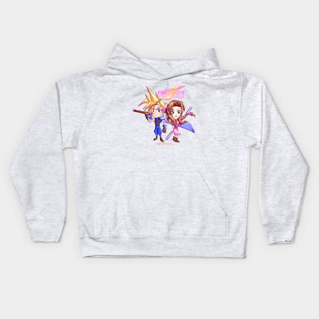 Cloud Loves Aerith ファイナルファンタジーＶＩＩ Kids Hoodie by MorenoArtwork